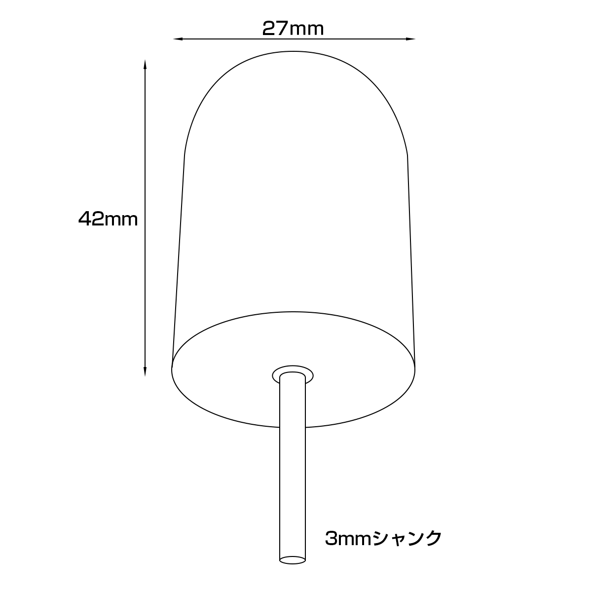 マイクロポリッシャー用 ホイールバフ U型 ハード 軸付き シャンク径3mm 2個 Y-31_画像2