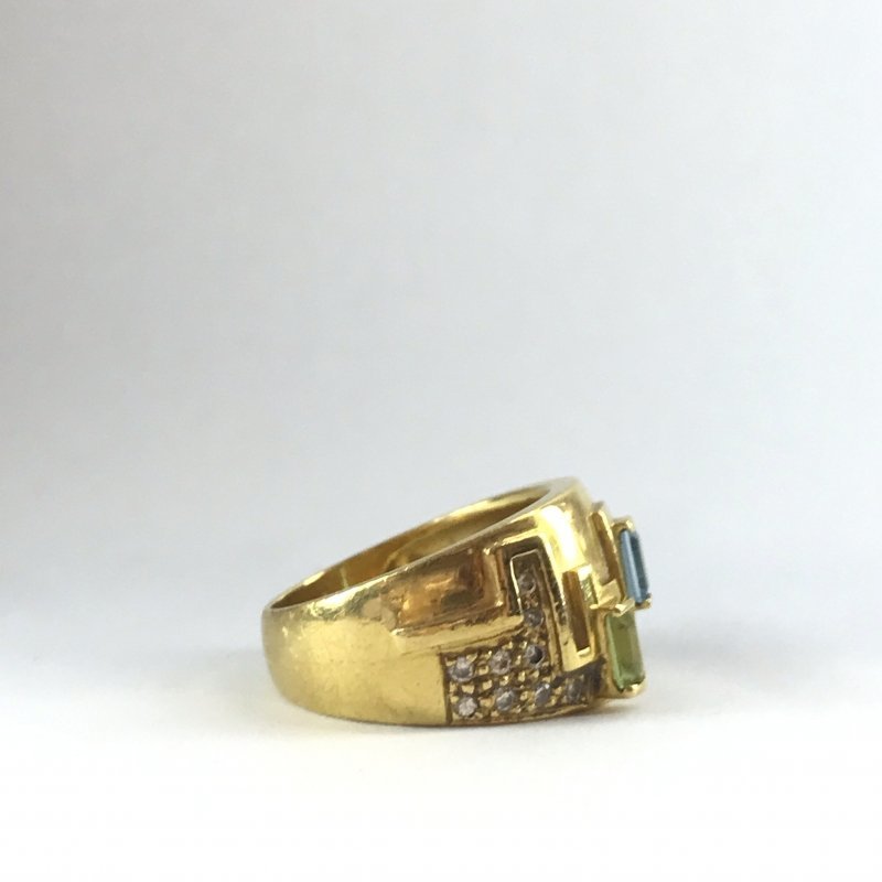 高性能 金 Ｋ１８ 貴金属 宝石 指輪 Ｋ１８ リング 色石 １１号 K ...