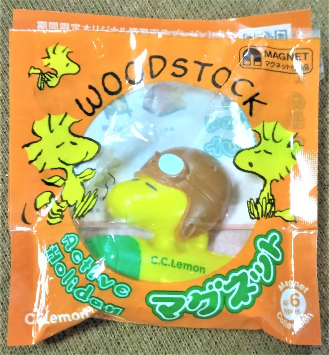 【新品未使用】WOODSTOCK_active_Holiday_マグネット_未開封・ C.C.lemonでいただいたマグネット。飛行機に乗っているウッドストックです。_画像1