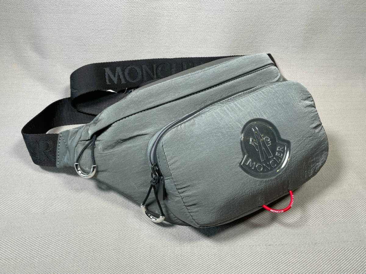 新品 本物 モンクレール MONCLER ベルトバッグ DURANCE グレー バック ウエストポーチ ボディ バッグ ロゴ 肩掛け ショルダー 3