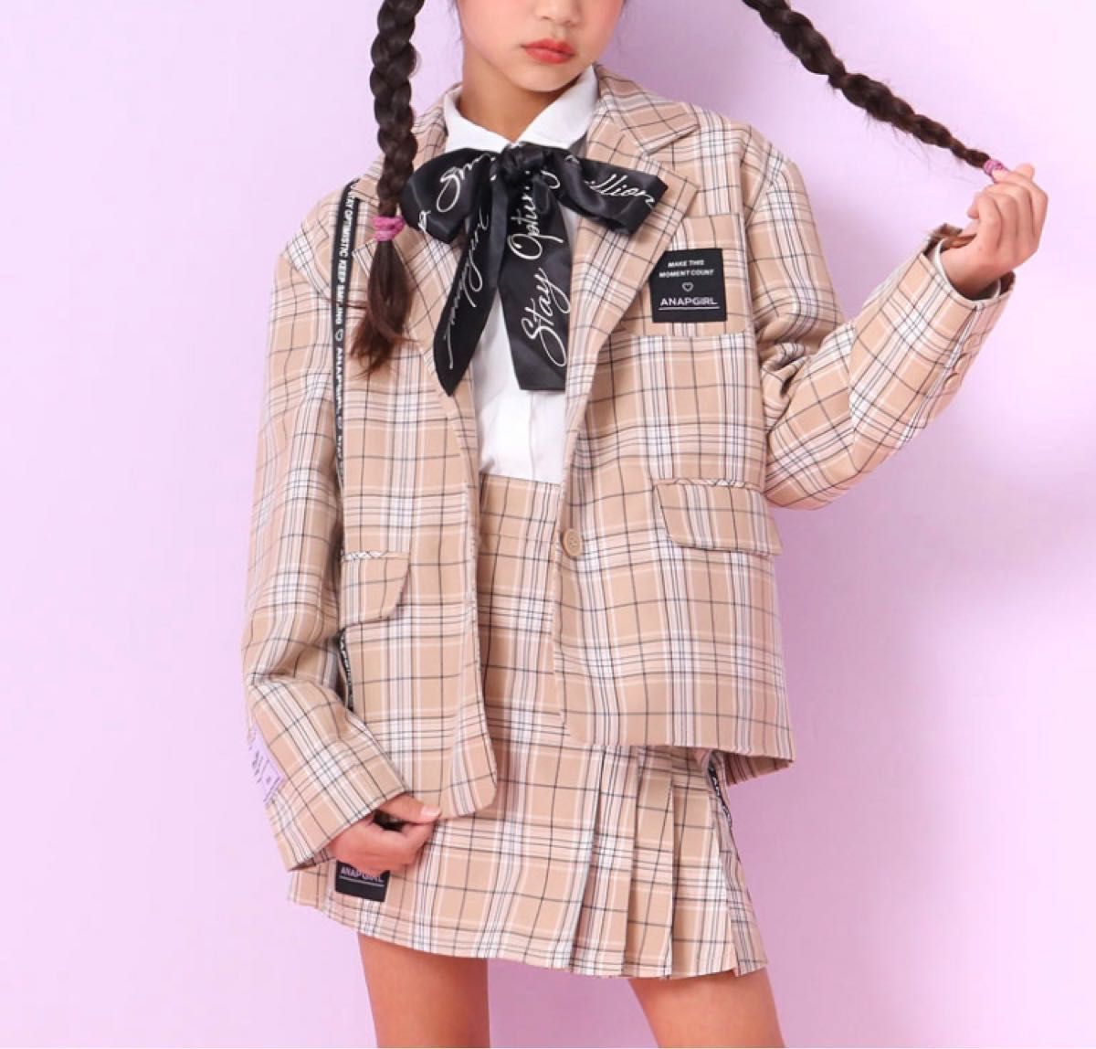 アナップガール★新品 チェック柄 ジャケット スカート 卒服 スーツ セット