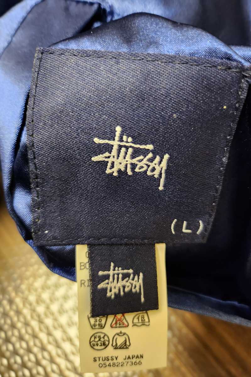 STUSSY スカジャン リバーシブル ジャケット Lサイズ 青 黒 当時物 90年代 オールド ステューシー 激レアの画像6