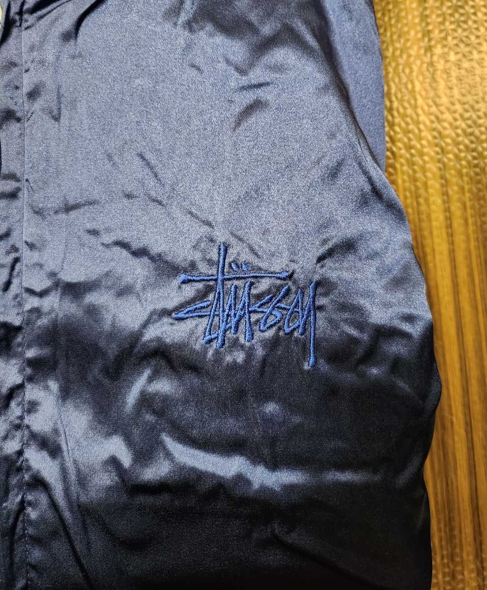 STUSSY スカジャン リバーシブル ジャケット Lサイズ 青 黒 当時物 90年代 オールド ステューシー 激レアの画像3