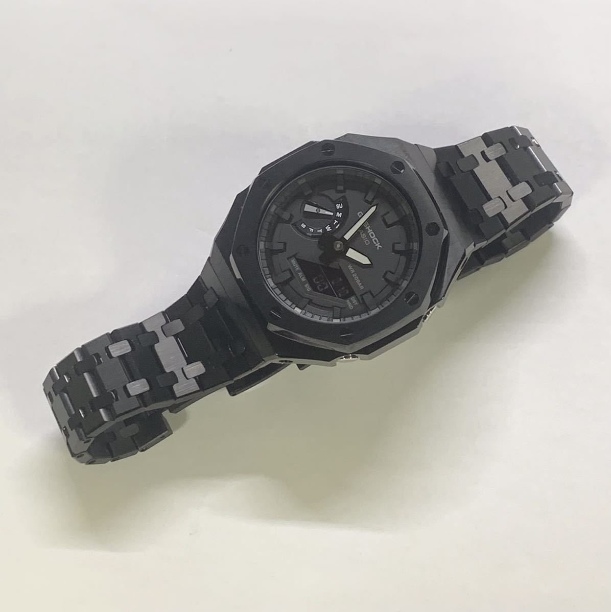 G-SHOCK Gショック ジーショック カシオ デジタル 腕時計　ga2100 新品　ステンレスフルメタルカスタム　ブラック_画像1