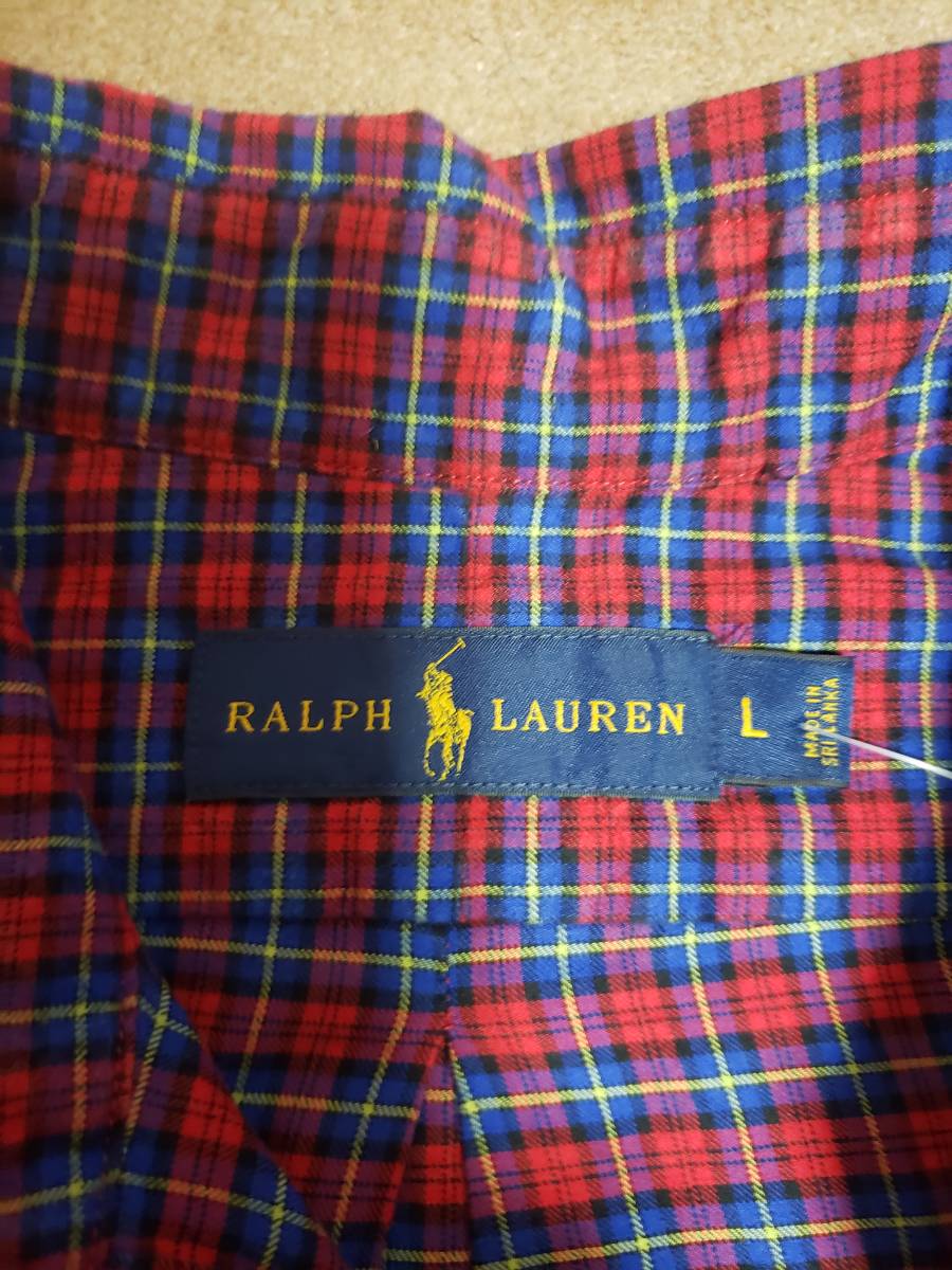 Polo RalphLauren ポロ ラルフローレン 長袖シャツ チェック USED 赤青黒黄 L_画像3