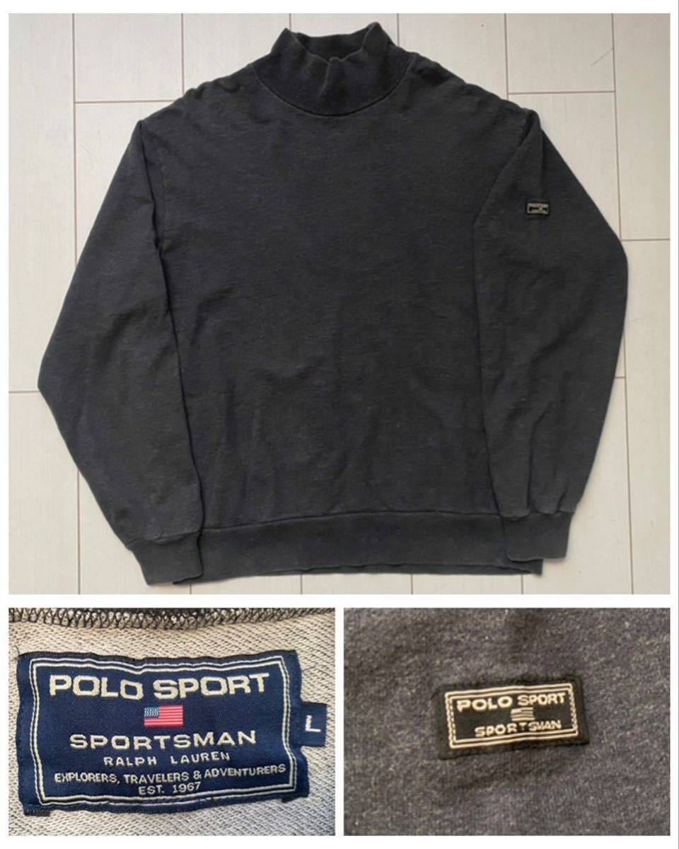  free shipping beautiful goods 90s vintage Vintage POLO SPORTSMAN Ralph Lauren ta-toru neck high‐necked sweat gray SPORT RRL COUNTRY XL