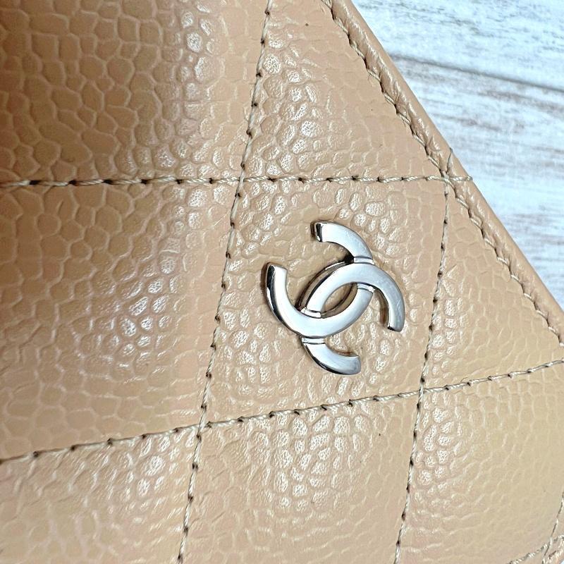 シャネル CHANEL キャビアスキン コインケース コインパース CHANEL ショルダーバッグ シャネル キャビアスキン ベージュ デカココマーク