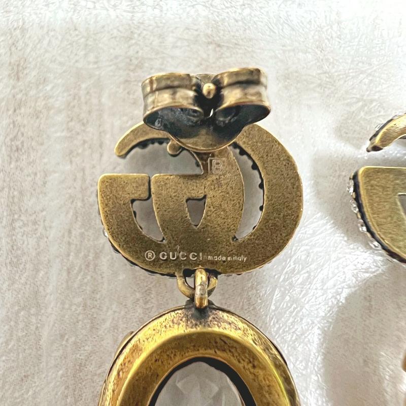 グッチ GUCCI ピアス ラインストーン インターロッキングG ダブルG-