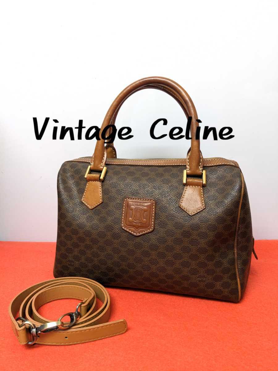 美品 レア!Celine セリーヌ マカダム柄ミニボストンバッグ 2way 廃盤-