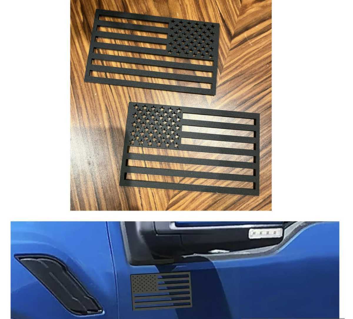 アメリカ国旗　ブラック　エンブレムステッカー　シール　デカール　アメ車　バイク ハーレーダビッドソン　左右 2個セット　_画像1