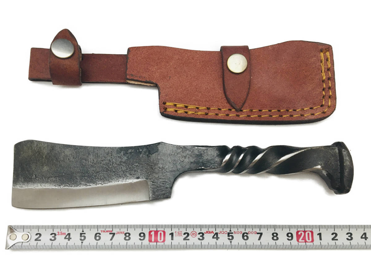 犬釘ナイフ シースナイフ 鉈 革製シース付き #4436 (検索ワード 斧 鎌 