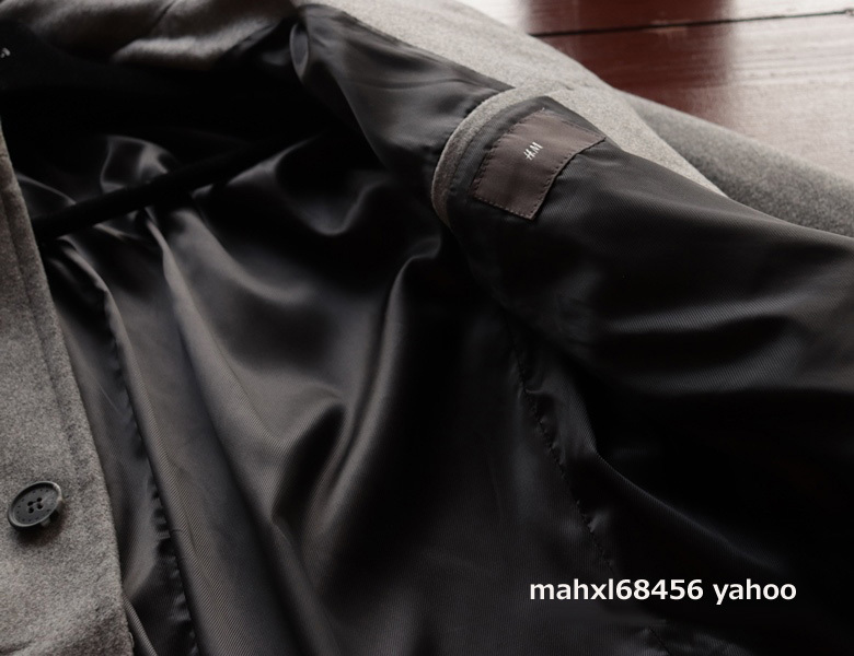 完売 新品■紳士H&M56 グレー ウールコート【灰 XL】メンズ スタンドカラー ロング ジャケット wool 軽量 高品質 インポート コート 春_画像6