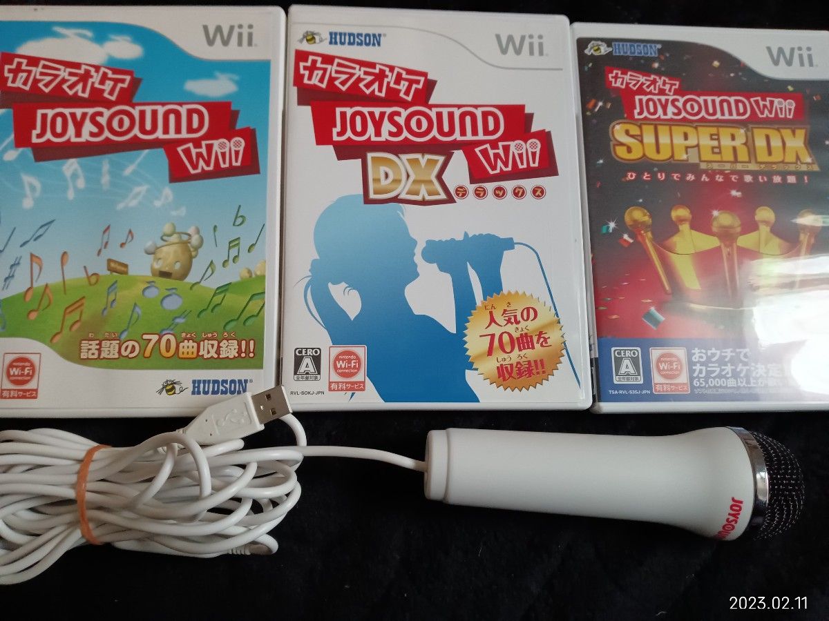 【Wii】 カラオケJOYSOUND Wii　ソフト3本マイクセット　動作品
