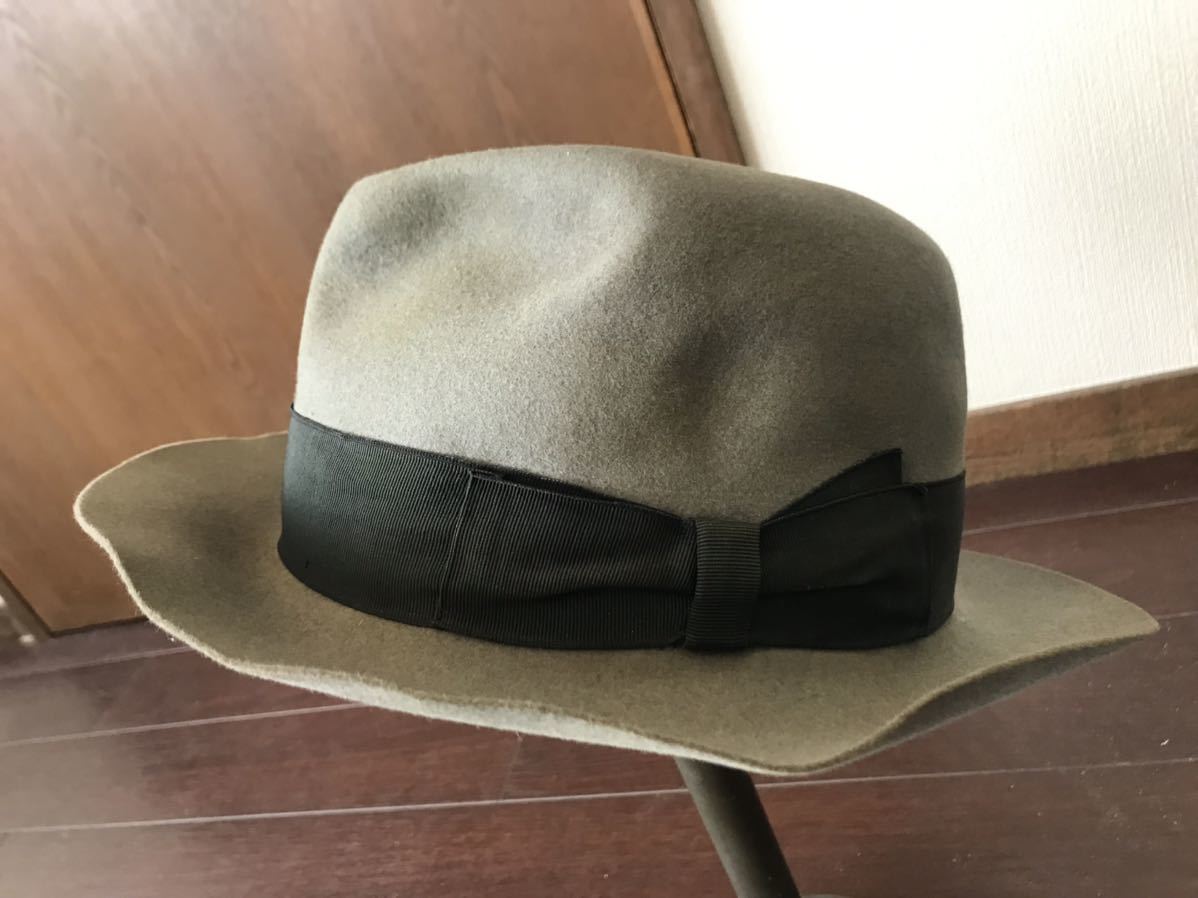 詰替え ［美品］ボルサリーノ ウール素材 高級中折帽子 サイズ61