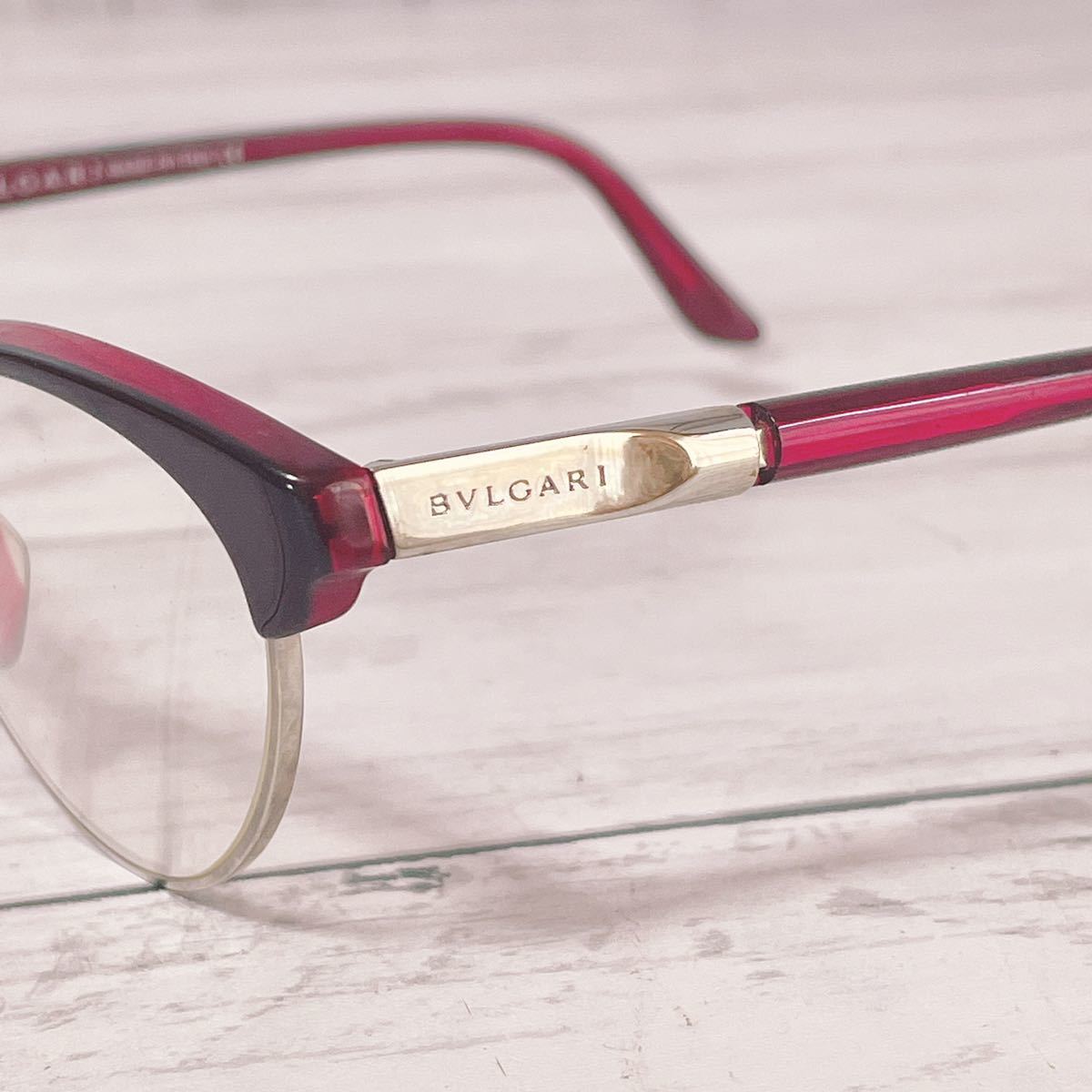 c2730 BVLGARI ブルガリ　メガネ　赤　レッド　ワインレッド_画像6