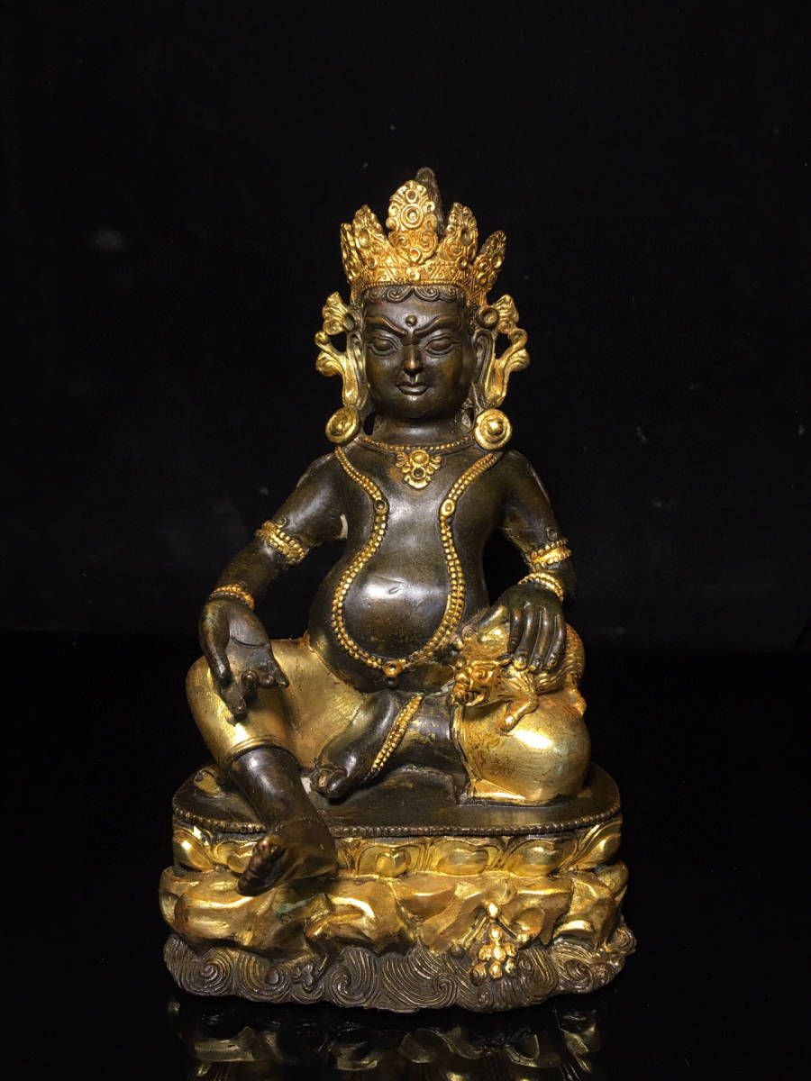 蔵友館蔵品・銅製・塗金・財神像】・ 希少珍品・置物・賞物・中国時代
