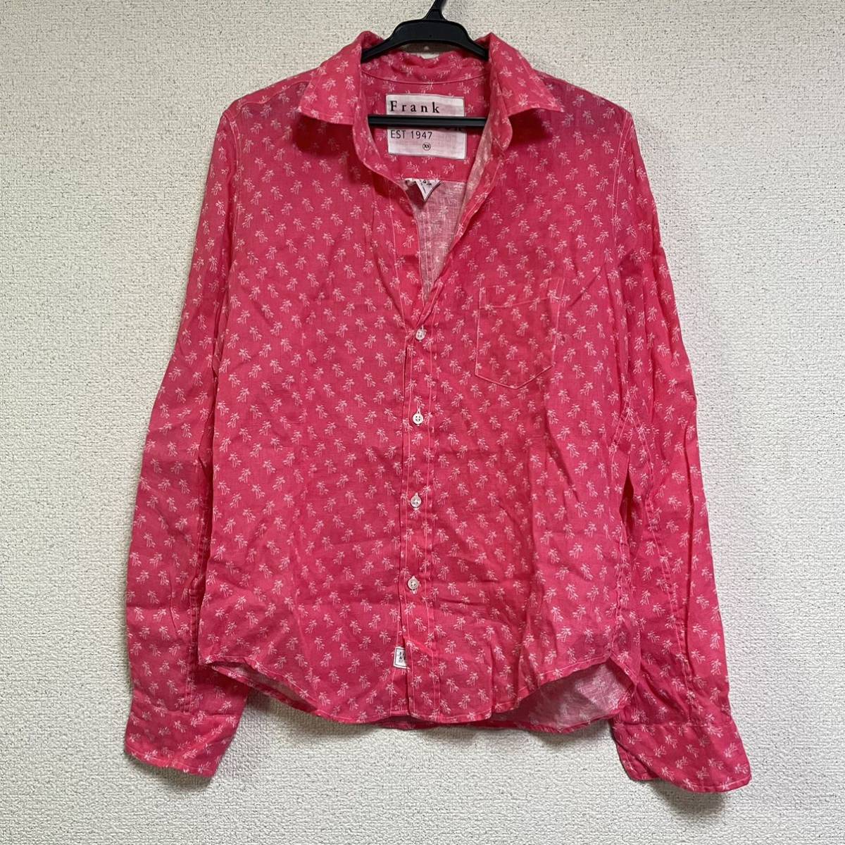 【即納】 FRANK&EILEEN リネンオープンカラーシャツ ピンク XS