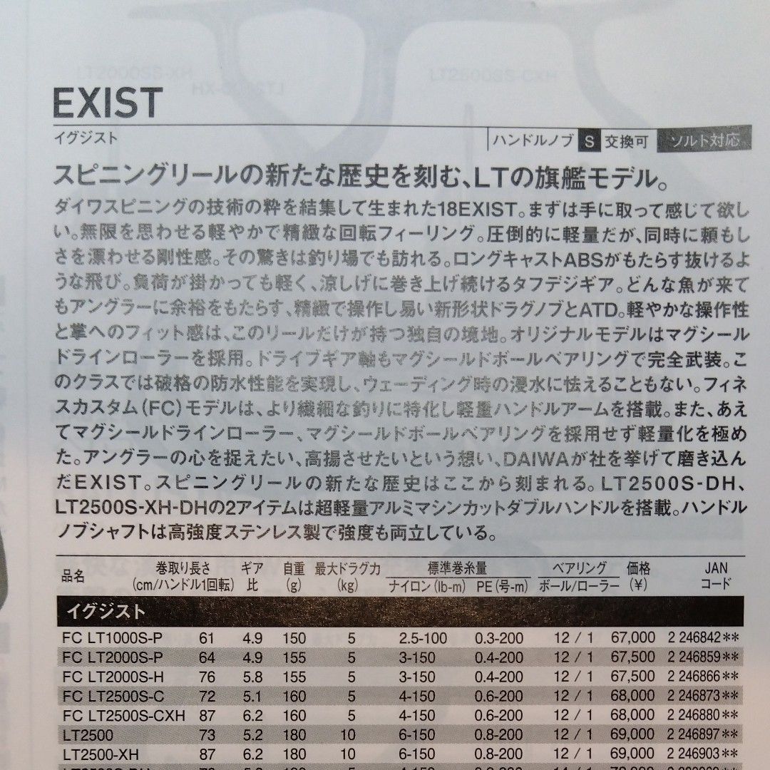 ダイワ 18イグジストFC LT1000S-P 中古美品 スピニングリール ダイワ 18イグジストFC LT1000S-P 中古美品 スピニングリール