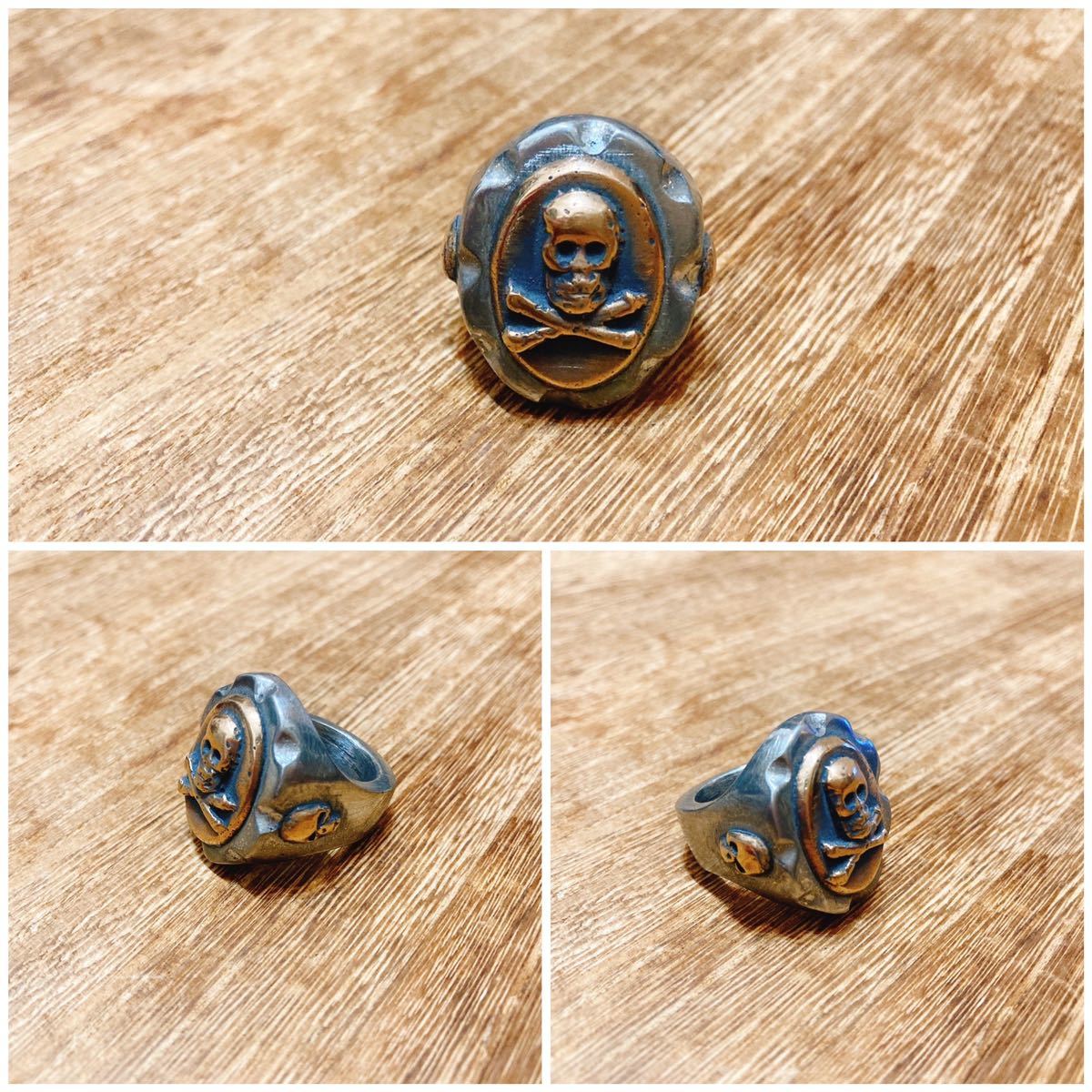 超希少!!VINTAGE MEXICAN BIKER RING SKULL PIRATES USA HTCビンテージメキシカンバイカーリングスカルパイレーツ 18.5号_画像5