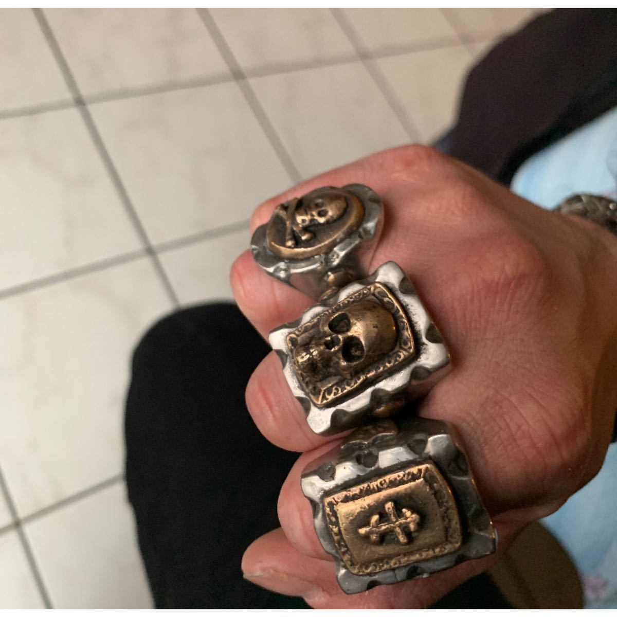 超希少!!VINTAGE MEXICAN BIKER RING SKULL PIRATES USA HTCビンテージメキシカンバイカーリングスカルパイレーツ 18.5号_画像7