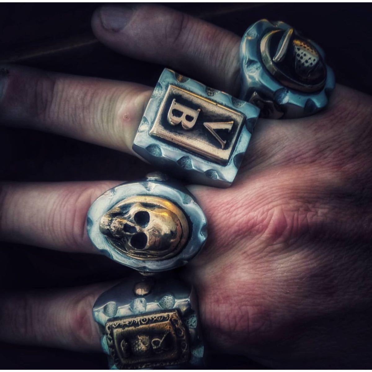 超希少!!VINTAGE MEXICAN BIKER RING SKULL PIRATES USA HTCビンテージメキシカンバイカーリングスカルパイレーツ 18.5号_画像9