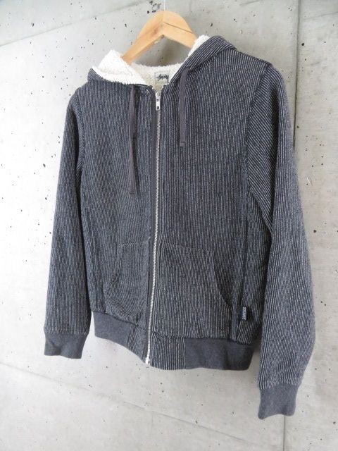 008c108◆良品です◆STUSSY ステューシー ストライプ柄 裏地フリース スエットパーカー S/トレーナー/ジャケット/シャツ/レディース/女性_画像2