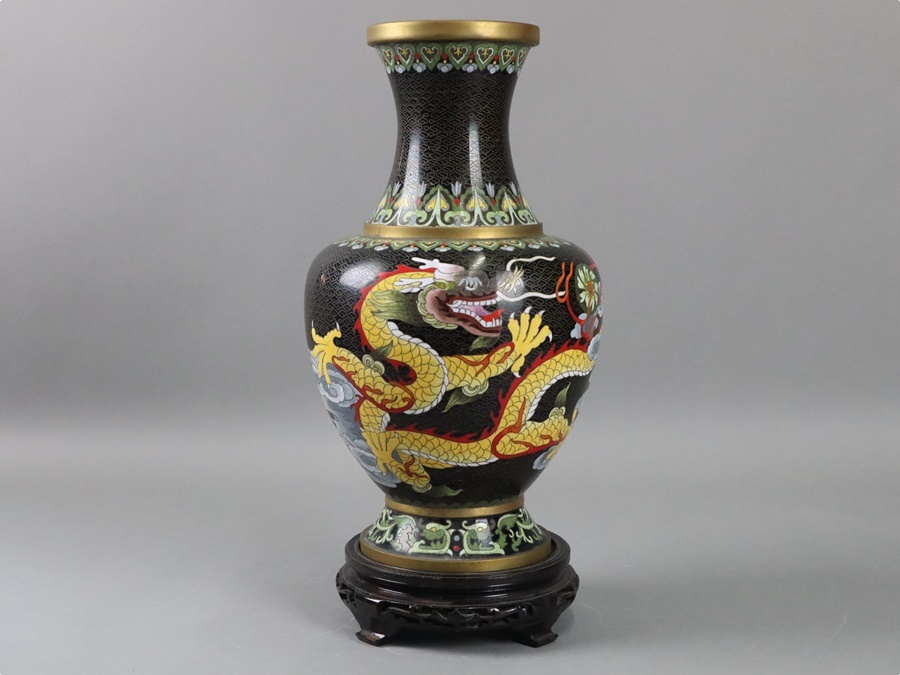  China old . Tang thing . nail dragon phoenix writing wire the 7 treasures large vase one against karaki pcs attaching height 43cm era thing small . skill old work of art [b134]