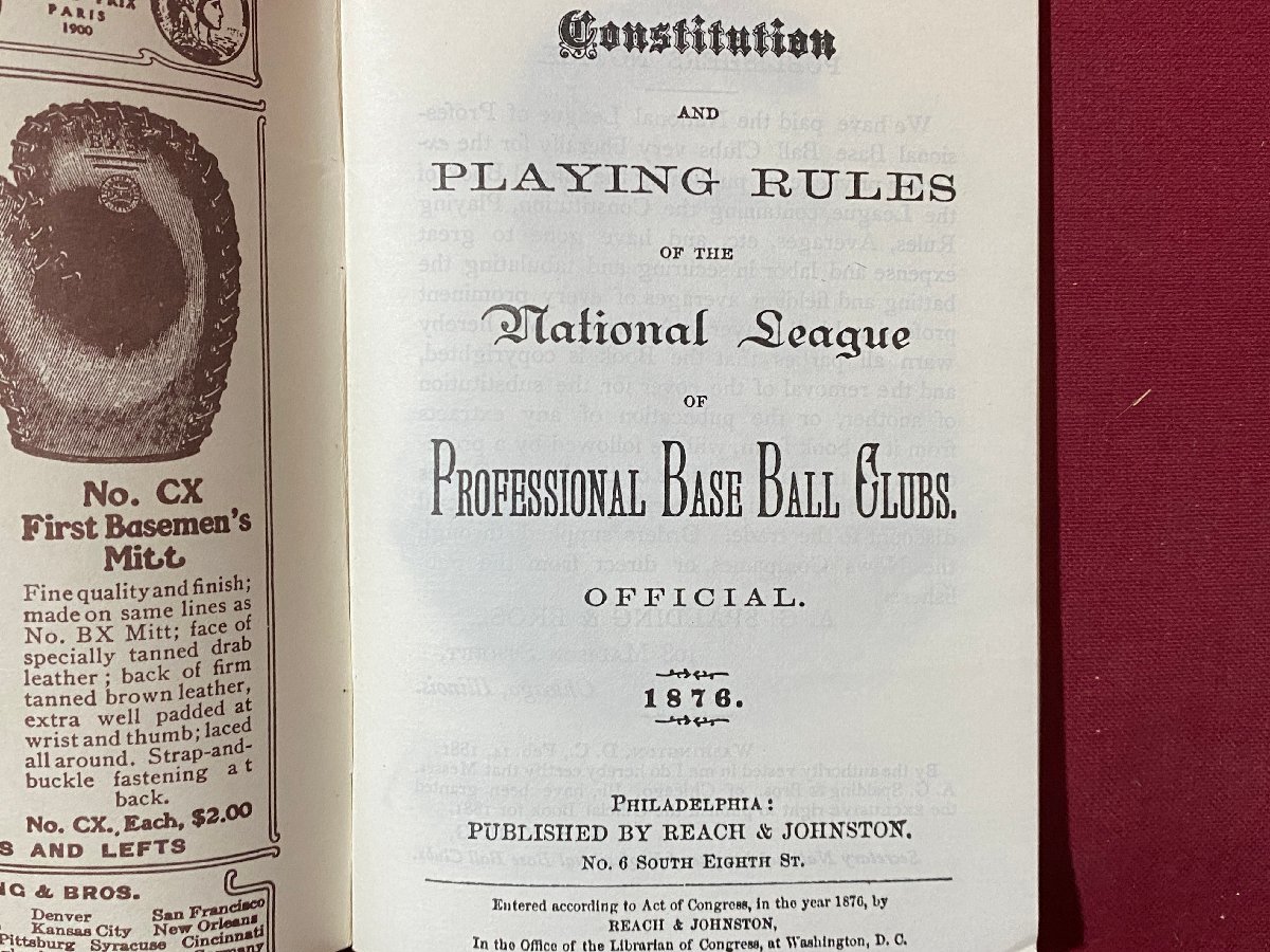 ｃ▼▼　野球　野球の歴史　ルール　BASE BALL 1878　シカゴ　/　L5_画像2