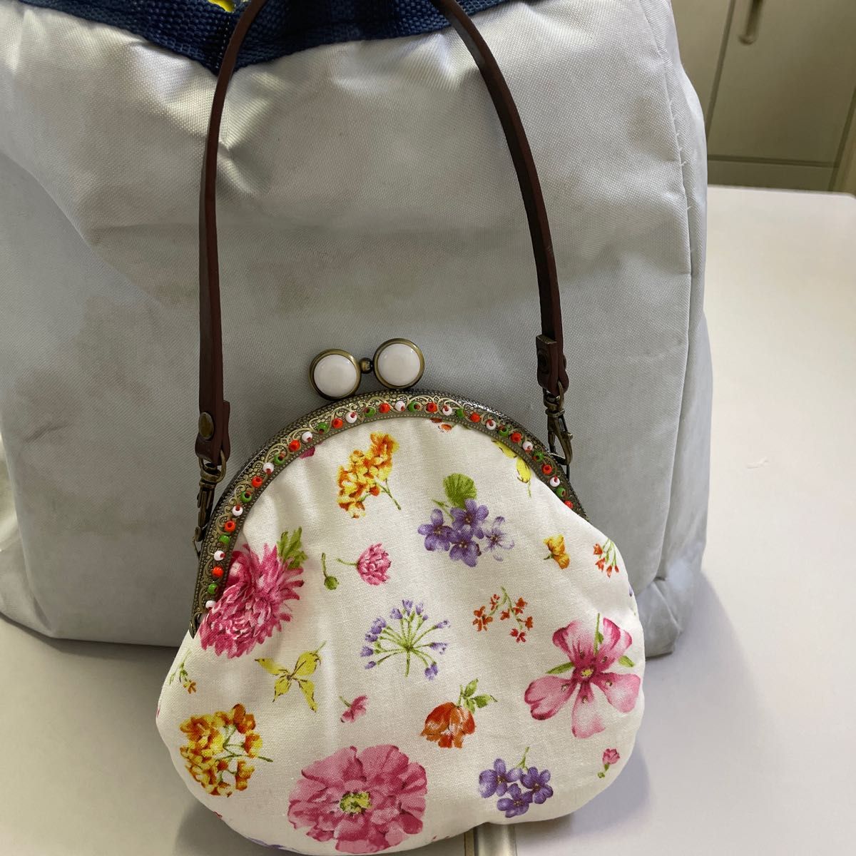 すずさん専用 持ち手付き リトルサンダー がま口ポーチ ハンドメイド