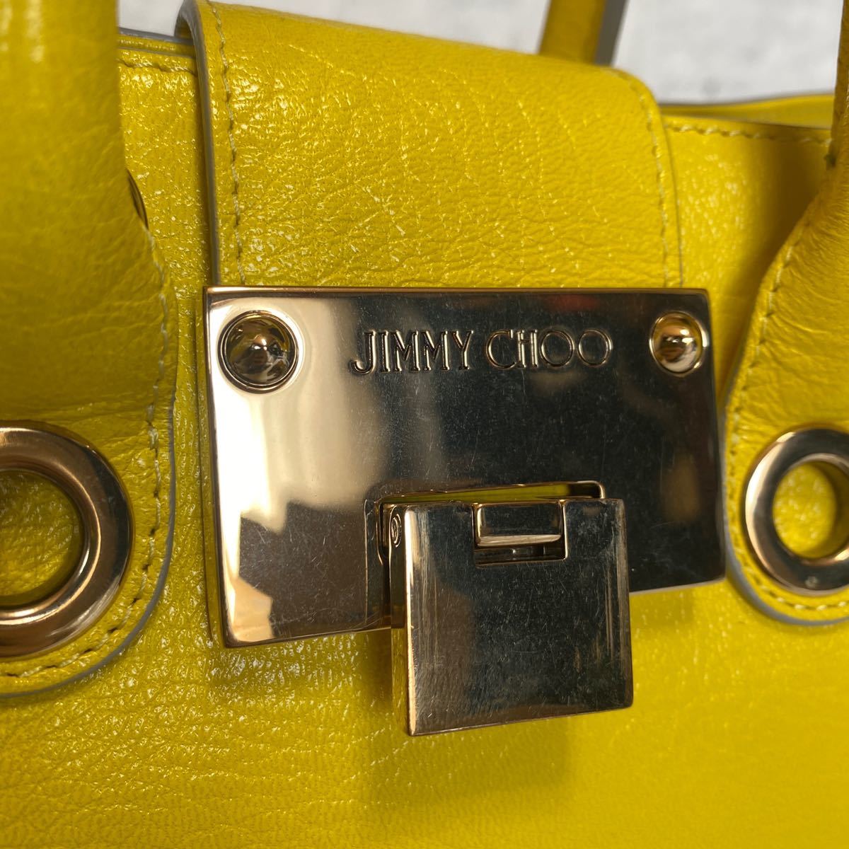 極美品 JIMMY CHOO ジミーチュウ ハンドバッグ トートバッグ ショルダーバッグ RILEY ライリー 2way レザー イエロー シルバー金具 極美品 JIMMY CHOO ジミーチュウ ハンドバッグ トートバッグ ショルダーバッグ RILEY ライリー 2way レザー イエロー シルバー金具