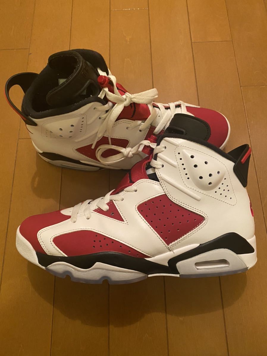 即決 NIKE AIR JORDAN 6 retro OG CARMINE US10 28.0cm 国内正規 ナイキ エア ジョーダン レトロ カーマイン 赤 白 SNKRS 復刻 NIKEロゴ_画像1