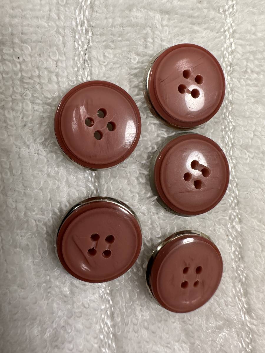 3855　約17㍉ ピンクシルバー系　 ボタン 5個セット　ビンテージ　 未使用品　手芸　裁縫　ハンドメイド　DIY　リメイク_画像1