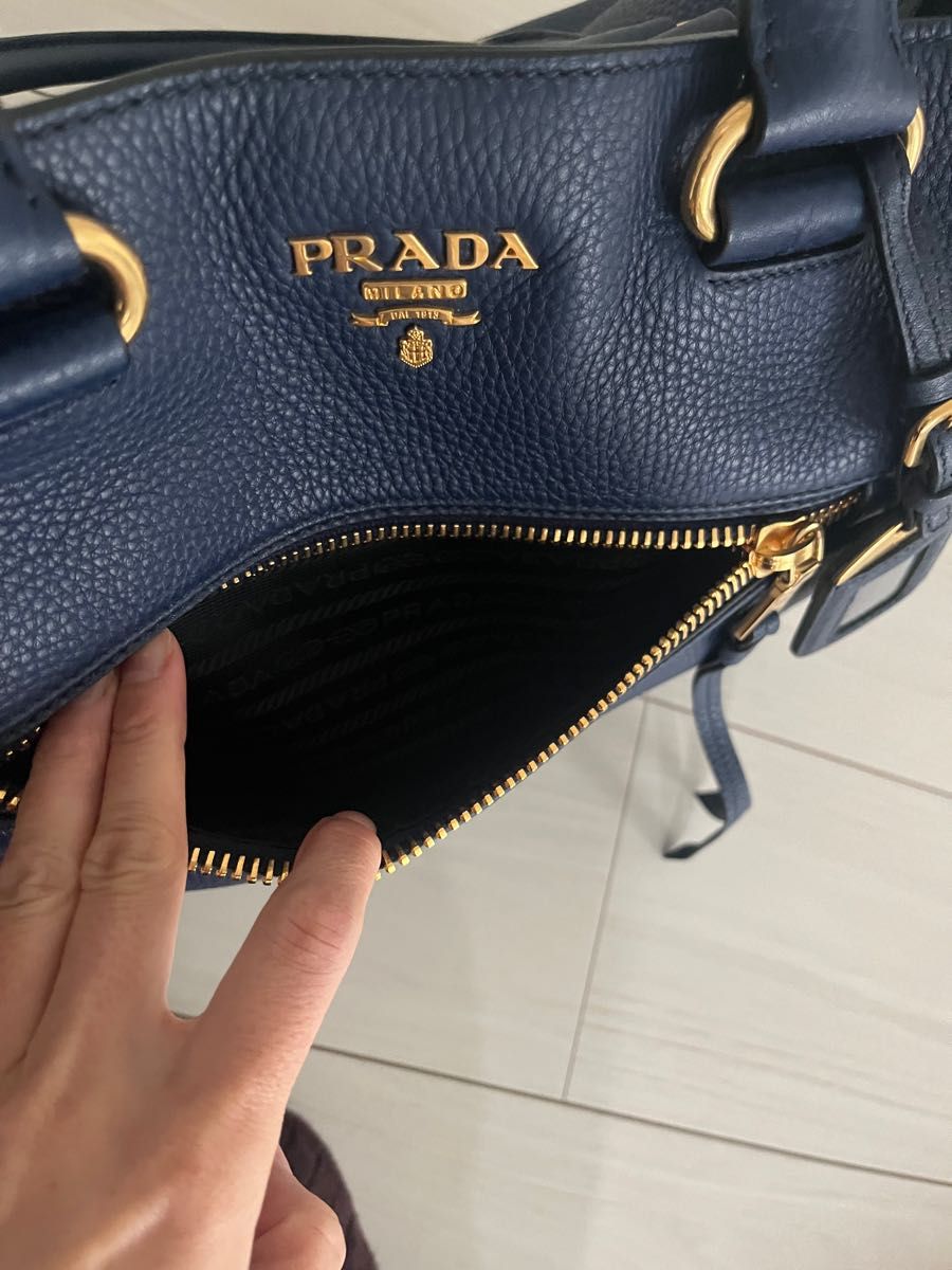 プラダ 2way レザー トートバッグ ショルダーバッグ ゴールド金具
