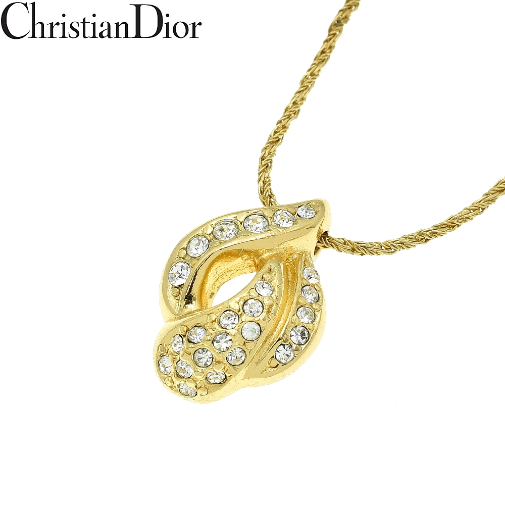 Christian Dior クリスチャンディオール ラインストーン ネックレス ゴールド