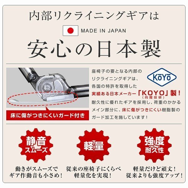 【2月セール】新品 ポケットコイル 座椅子 日本製ギア リクライニング へたりにくい 腰痛対策 コンパクト チェア 一人掛けソファ ブルーの画像7