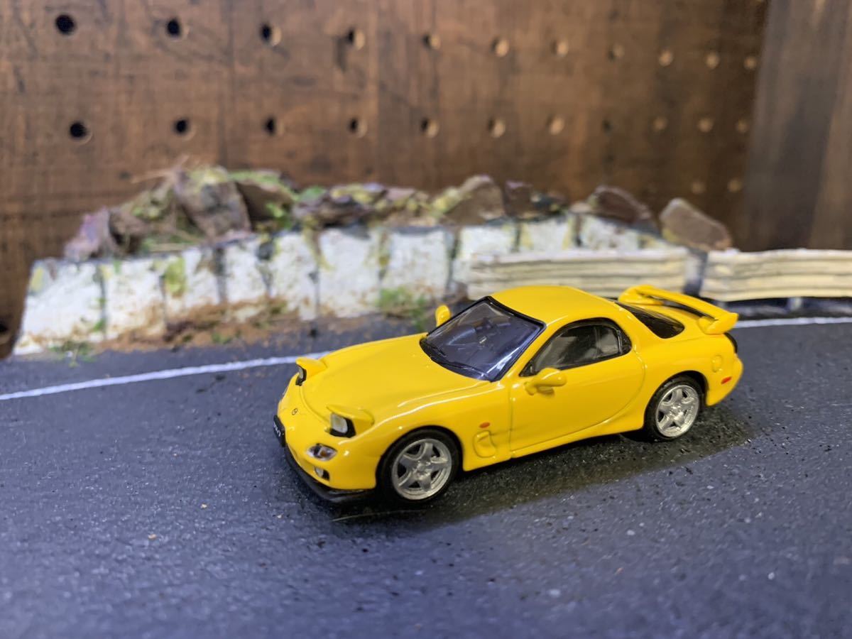 ジオラマ ミニカー 道 峠 道路 坂道 ドリフト RX-7 頭文字D ミニカー付き 1/64 自作 オリジナル 制作_画像8