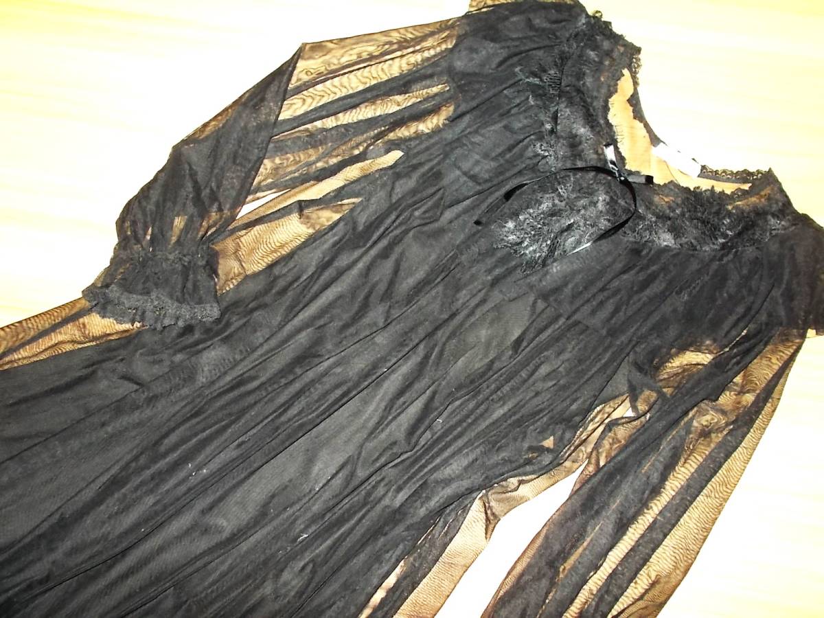 91 ネグリジェ風 ふわふわドレス 黒    の画像2