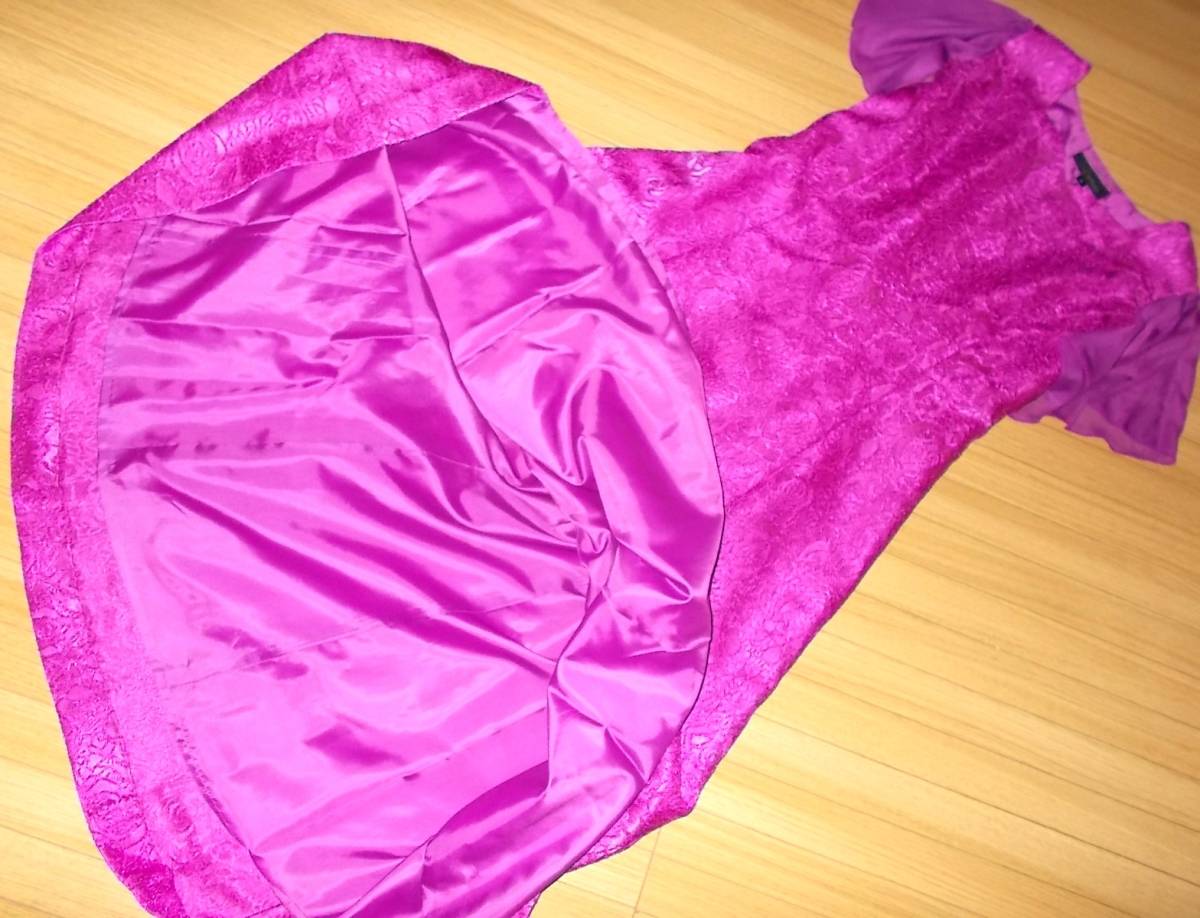 98 フォーマル ロングドレス 光沢紫柄    の画像1