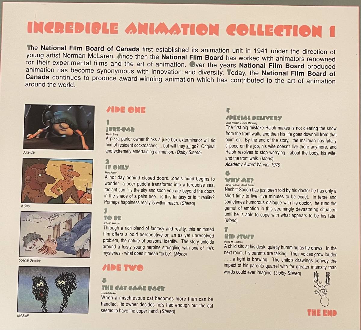  laser disk LD Incredible Animation Collection Vol 1 National Film Board Of Canada animation experiment anime art film 