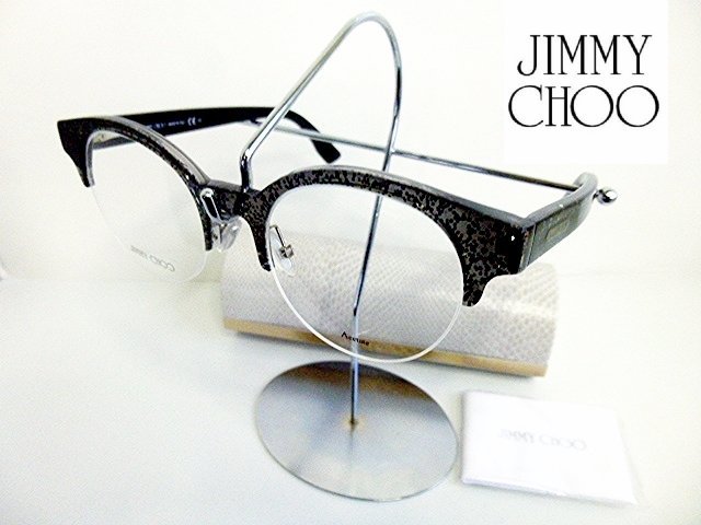 ■JIMMY CHOO（ジミーチュウ）ブラック・グリッター・サーモントメガネフレーム【新品】