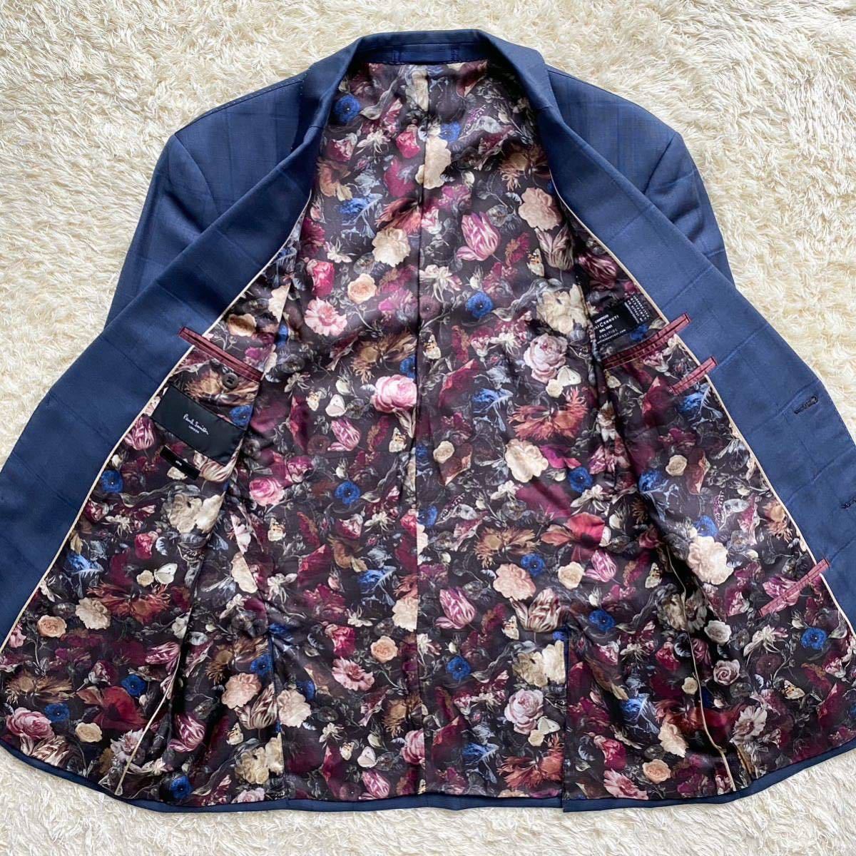 アウトレットクーポン Paul Smith/スーツ/ネイビー/裏地花柄/LLサイズ