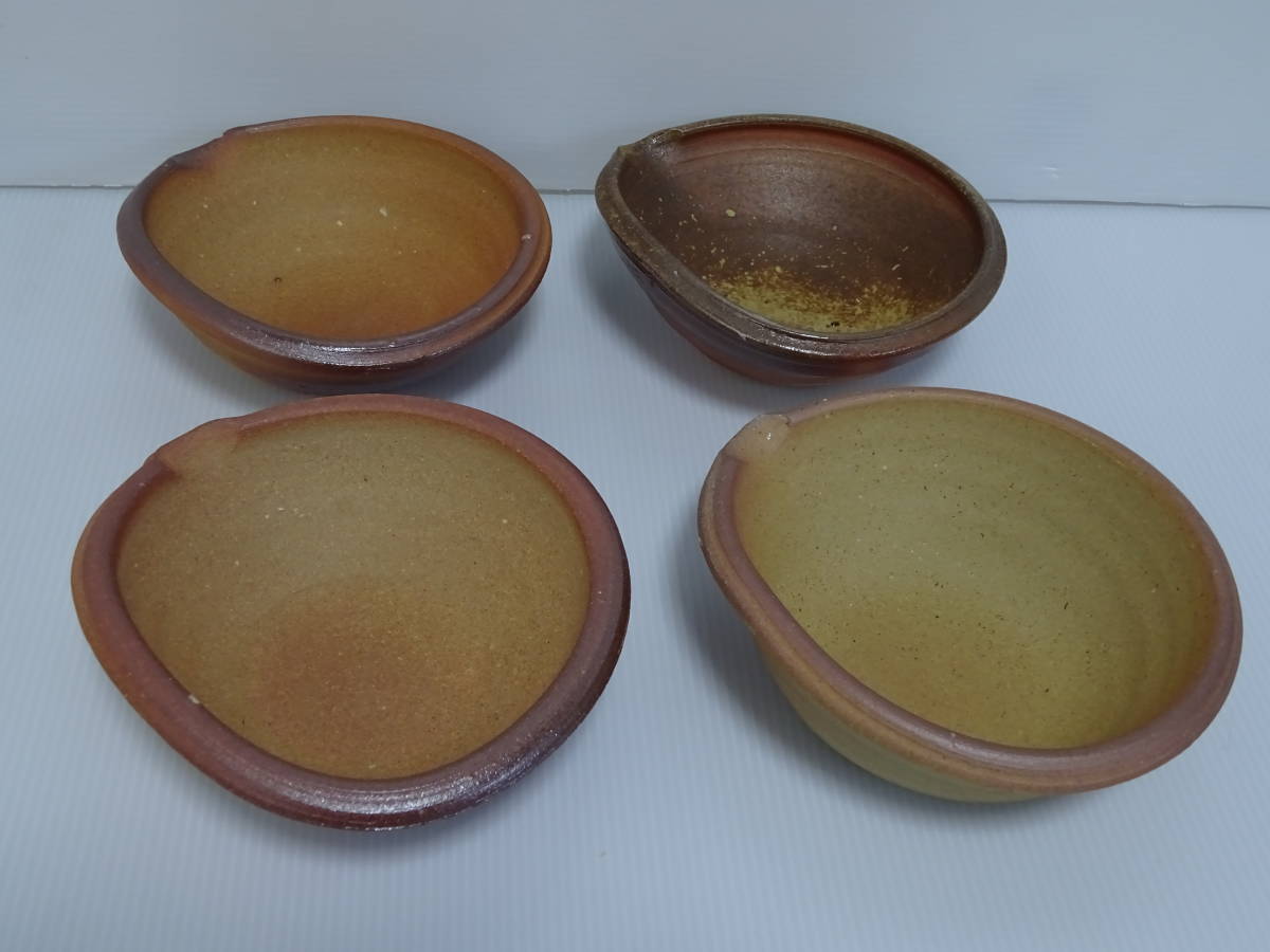  unused long-term keeping goods Shigaraki . earth. . kiln one-side . small bowl 4 point . river . direction attaching tableware also box cover none 