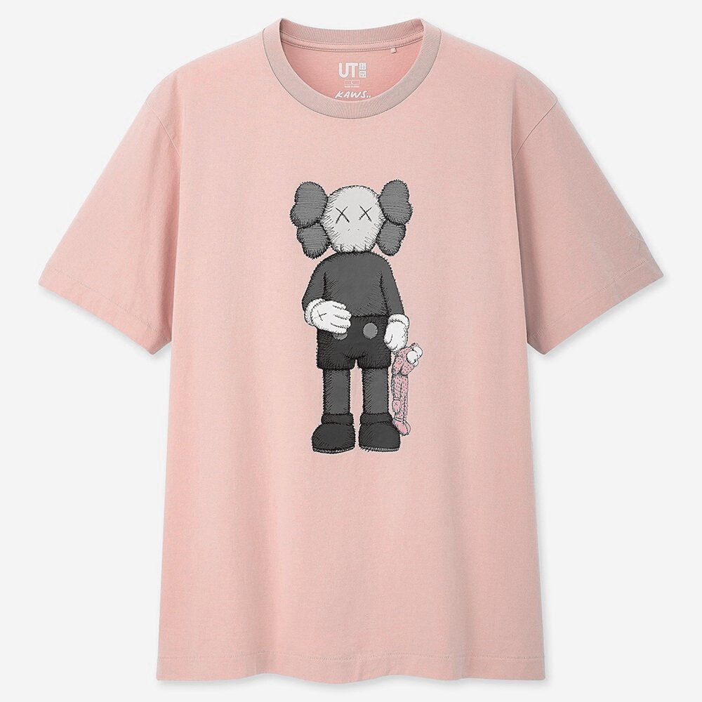 UNIQLO ユニクロ × KAWS カウズ 2019コラボ Tシャツ ピンク Lサイズ 未