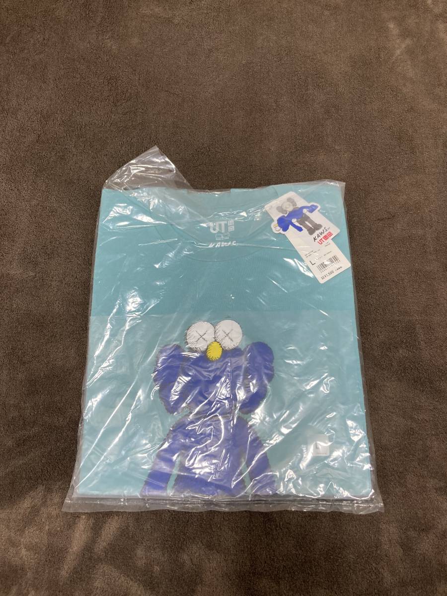 UNIQLO ユニクロ × KAWS カウズ 2019コラボ Tシャツ ブルー Lサイズ 未使用 タグ付