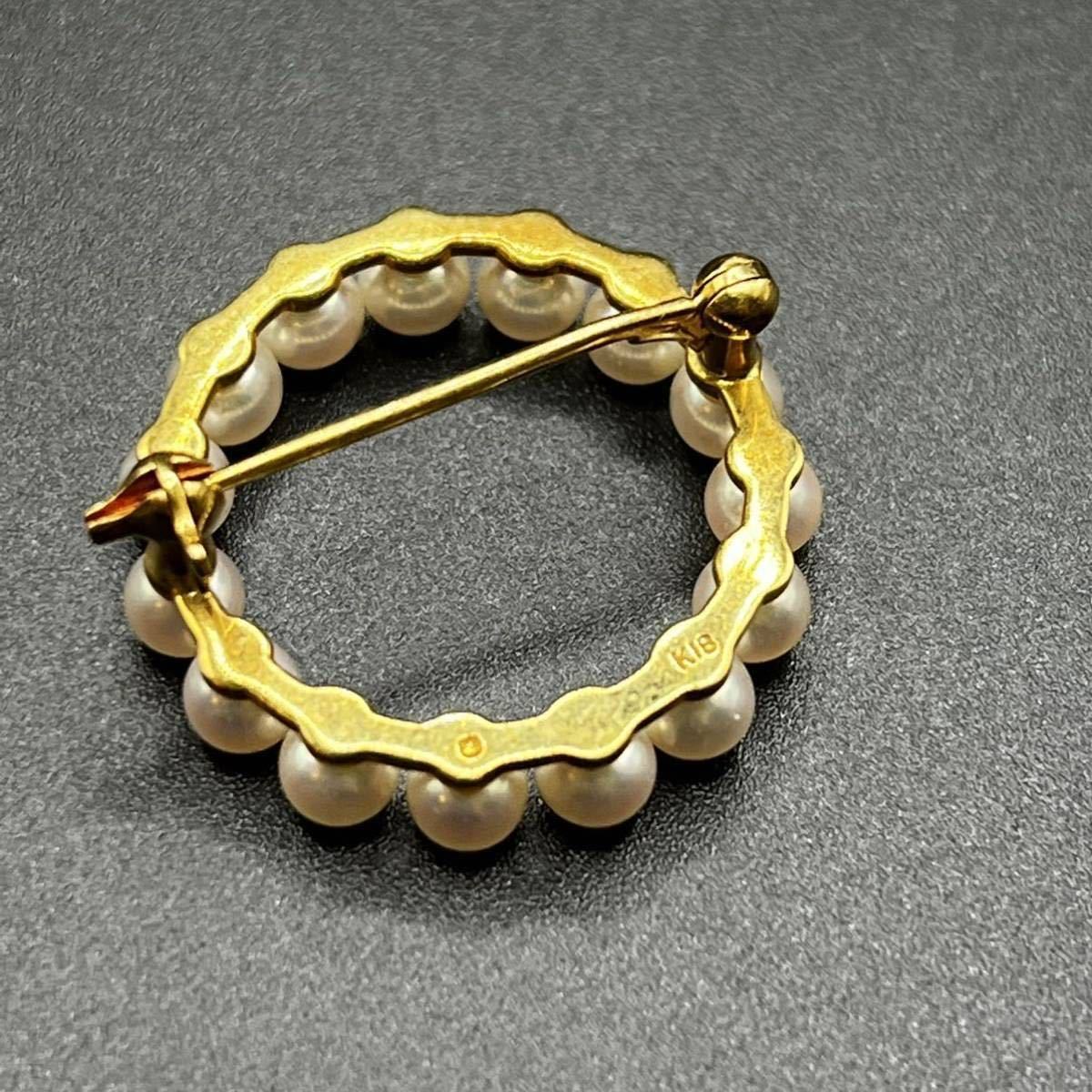 1円 ~ 田崎真珠 パールサークルブローチ K18金具 4.0mm~4.5mm 15粒