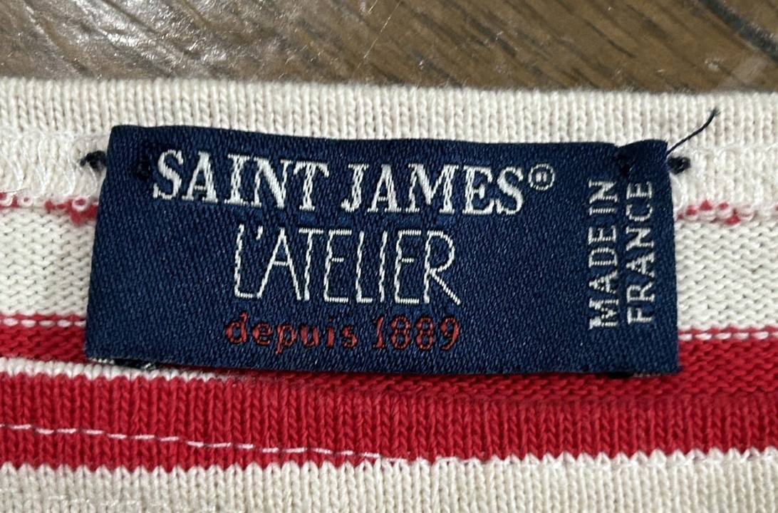 * St. James SAINT JAMES окантовка автобус k рубашка длинный рукав лодка шея cut and sewn Франция производства T3 BJBC.B