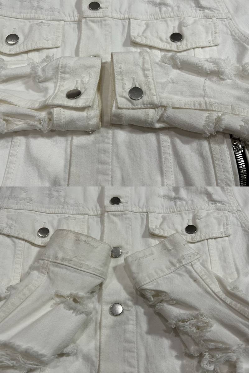 * Balmain BALMAN damage processing white jacket blouson XS BJBC.B