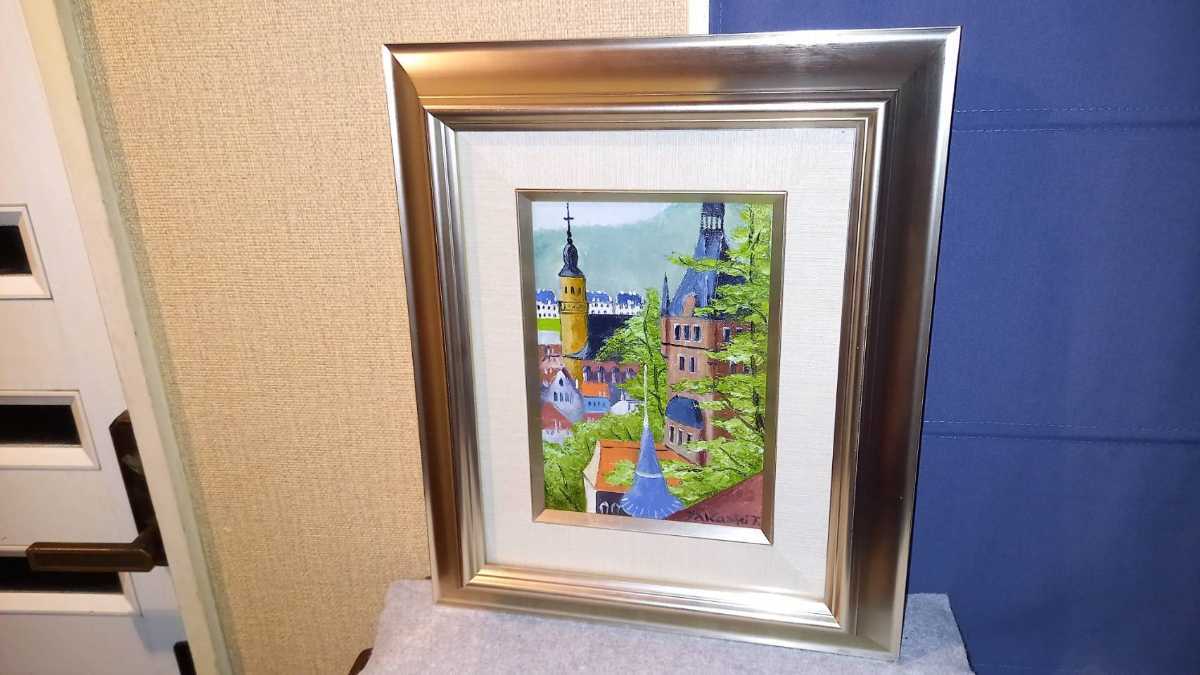 .... work oil painting . oil painting SM number reverse side paper .. autograph frame autograph picture secondhand goods art work high Dell bell k Germany landscape painting 