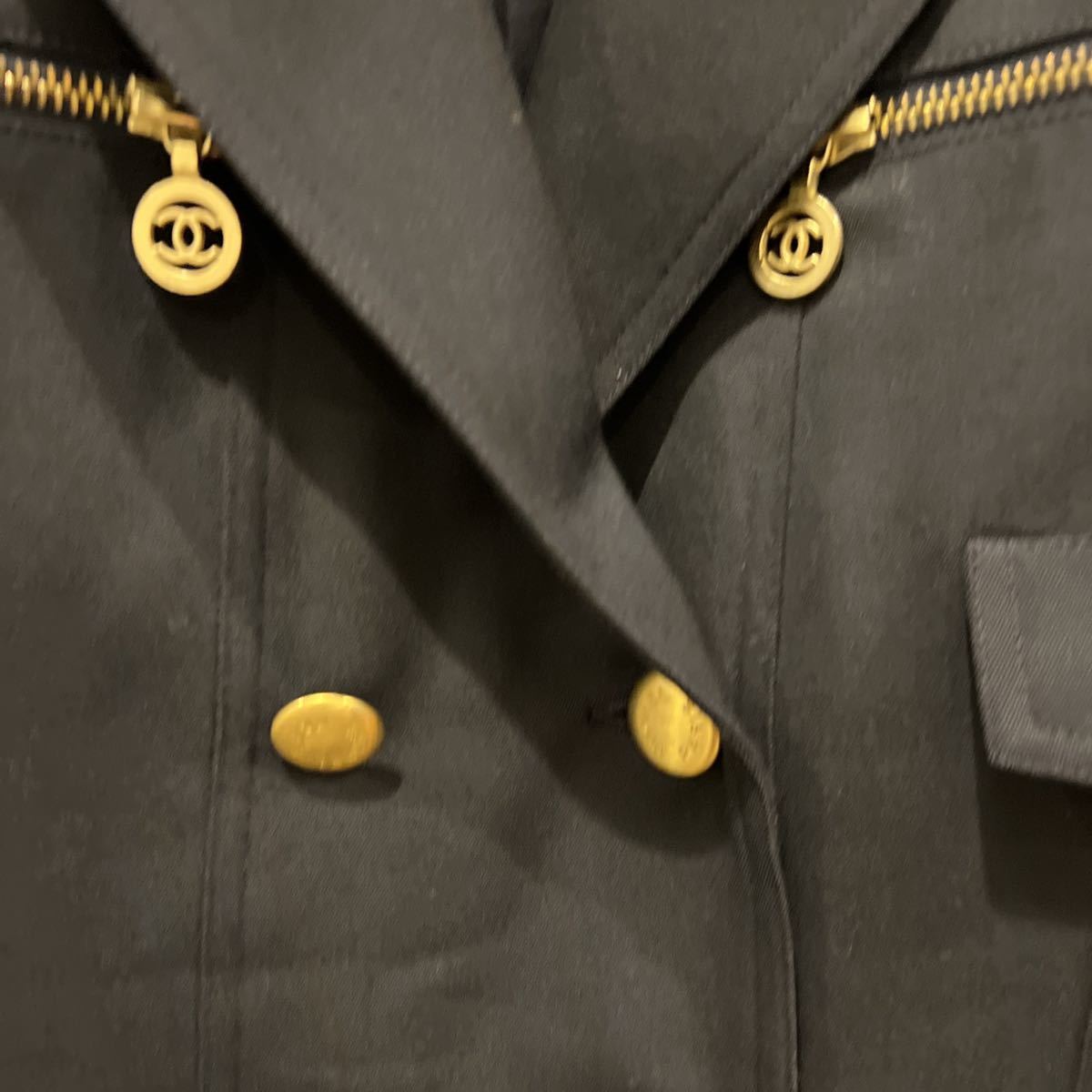CHANEL ジャケット ジップ ロゴ 金ボタン ダブルブレスト