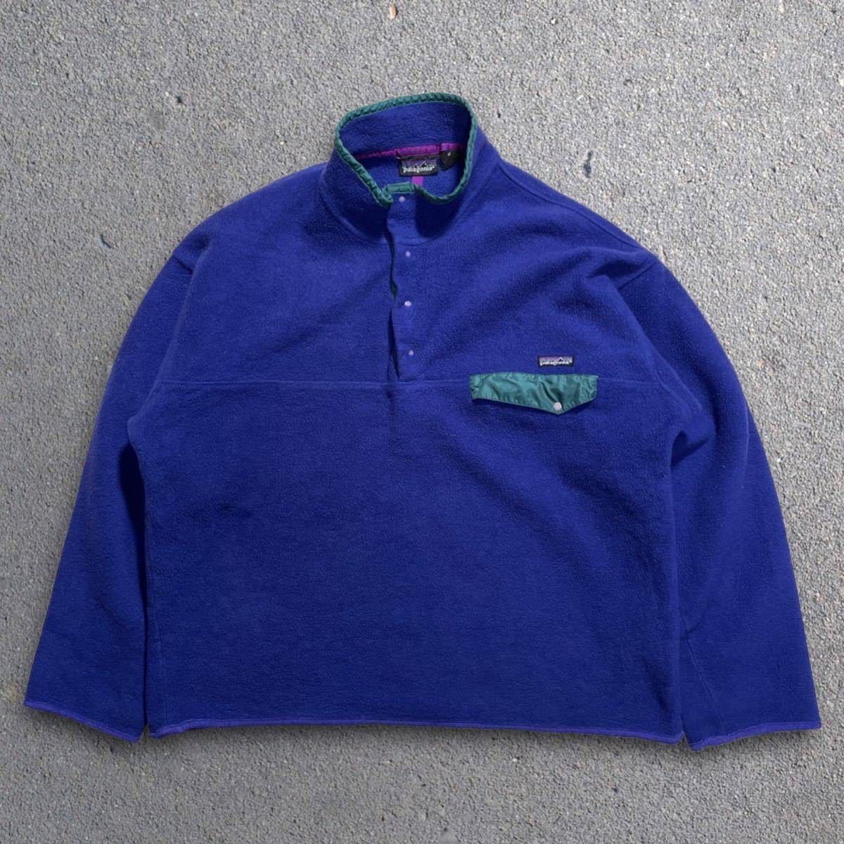 【patagonia スナップT XL フリース シンチラ ブルー グリーン】古着 ビンテージ